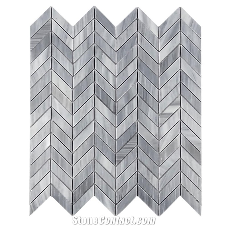 Bardiglio Diamond Herringbone Polish Marble Mosaic