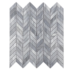 Bardiglio Diamond Herringbone Polish Marble Mosaic