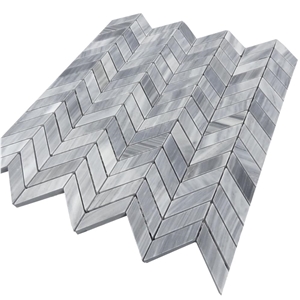 Bardiglio Diamond Herringbone Polish Marble Mosaic
