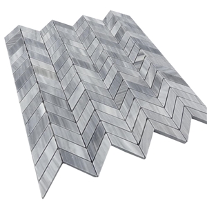Bardiglio Diamond Herringbone Polish Marble Mosaic