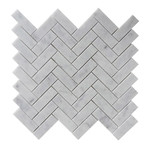 Bianco Carrara Herringbone Polish Marble Mosaic