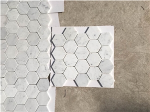 Bianco Carrara Honed Hexagon 75mm Marble Mosaic Bianco Carrara Honed Hexagon 75mm Marble Mosaic