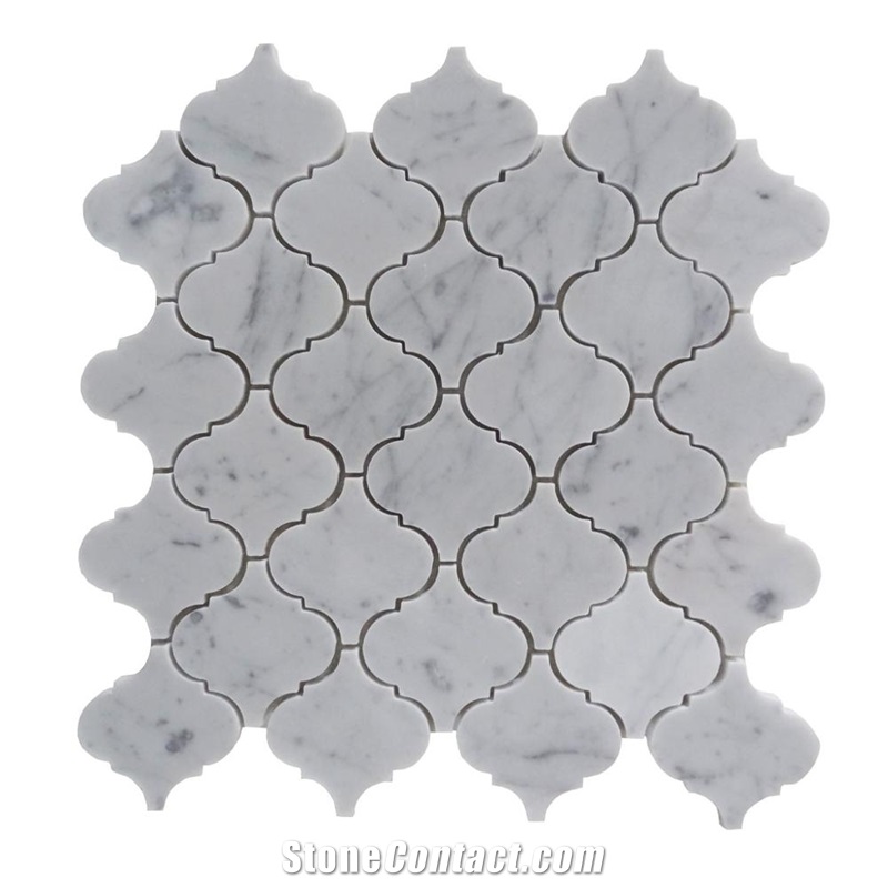 Bianco Carrara Lantern Design Polish Marble Mosaic