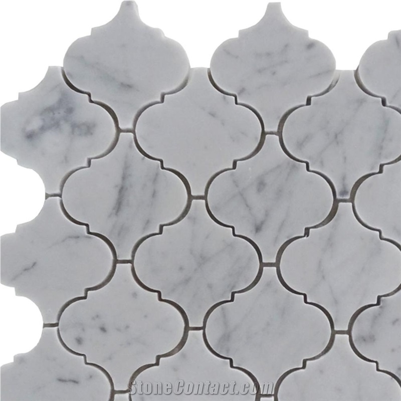 Bianco Carrara Lantern Design Polish Marble Mosaic