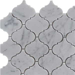 Bianco Carrara Lantern Design Polish Marble Mosaic