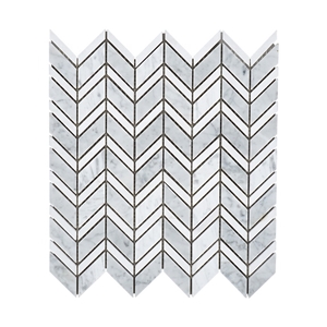 Bianco Carrara Rhombus Herringbone Marble Mosaic