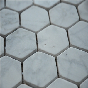 Bianco Carrara Tumble Hexagon Marble Mosaic Tile