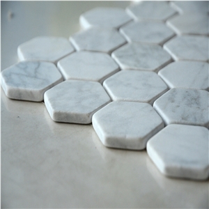 Bianco Carrara Tumble Hexagon Marble Mosaic Tile