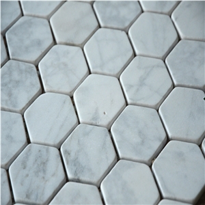 Bianco Carrara Tumble Hexagon Marble Mosaic Tile