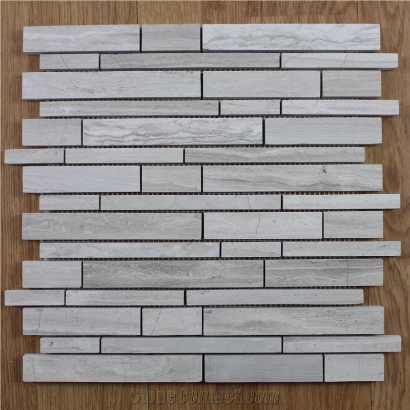 Chinese Grey Wooden Grain Vein Marble Mosaic Tile