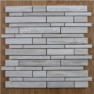 Chinese Grey Wooden Grain Vein Marble Mosaic Tile