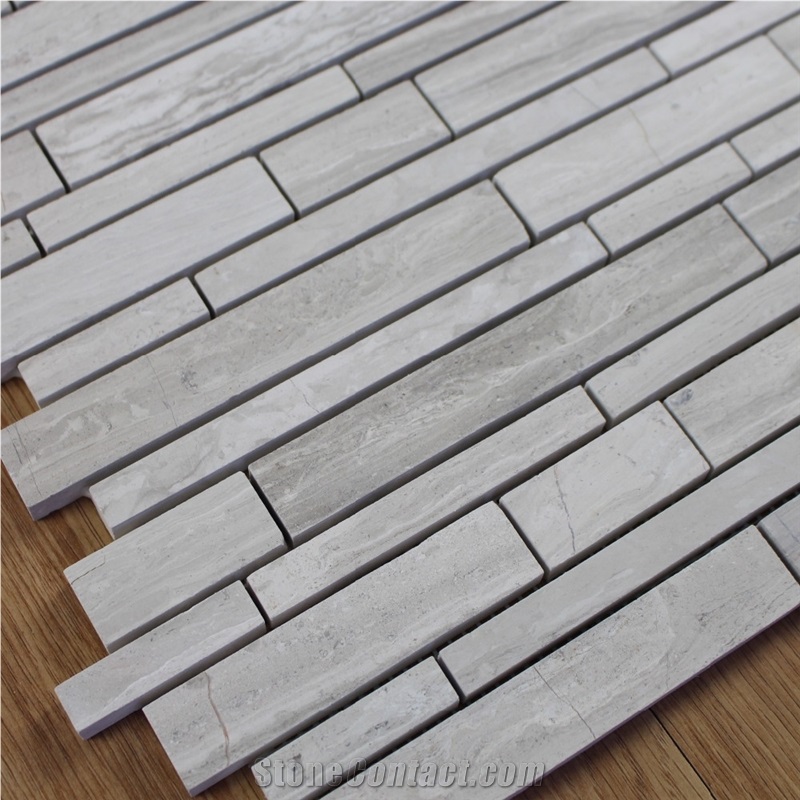 Chinese Grey Wooden Grain Vein Marble Mosaic Tile