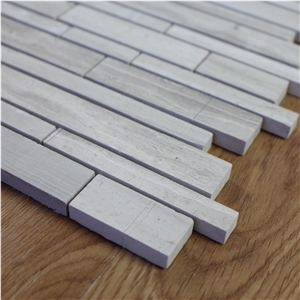 Chinese Grey Wooden Grain Vein Marble Mosaic Tile