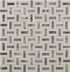 Crema Marfil-Dark Emperador Decorate Marble Mosaic
