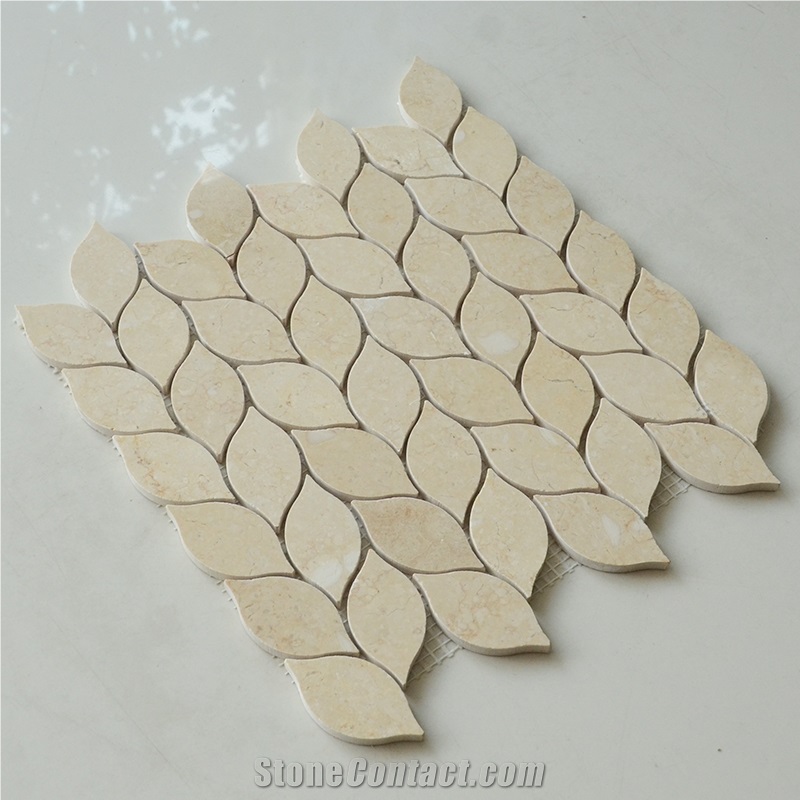 Giallo Atlantide Wave Leaf Pattern Marble Mosaic