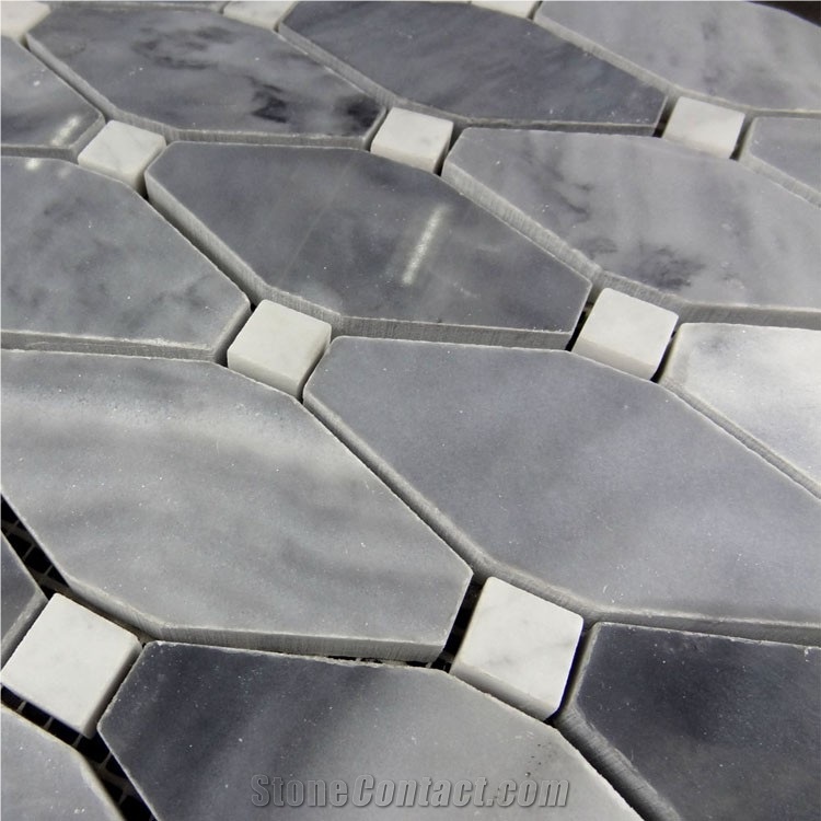 Italian Grey Bardiglio Long Hexagon Marble Mosaic