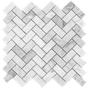 Oriental White Herringbone Honed Marble Mosaic