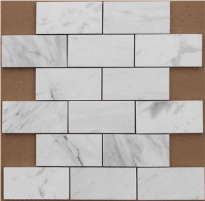 Snow White Statuario Brick Marble Mosaic Tile