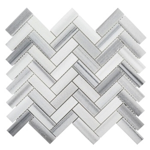 Turkey Marmara White Herringbone Marble Mosaic