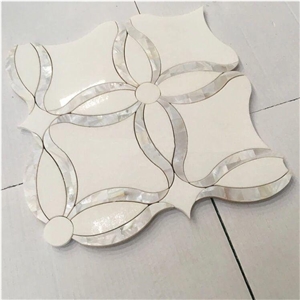 White Marble Waterjet Pearl Shell Mosaic Tile