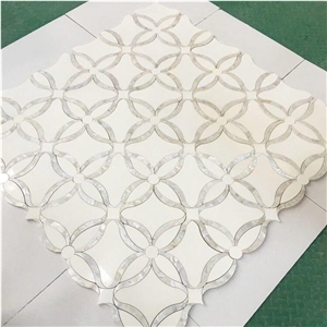 White Marble Waterjet Pearl Shell Mosaic Tile