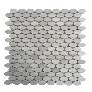 Wood Grain Grey Oval Ellipse Polish Marble Mosaic