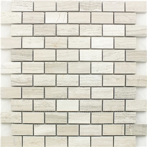 Wooden White Herringbone Polish Marble Mosaic