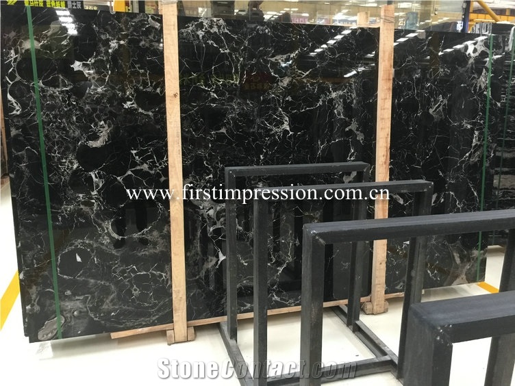 Best Price Century Black Ice Flower Marble Slabs