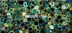 Blue Agate Backlit Semiprecious Stone Tiles Slabs