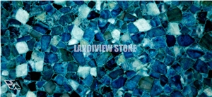 Crystal Blue Backlit Semiprecious Tiles Slabs
