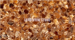 Crystal Yellow Semiprecious Stone Tiles Slabs Wall