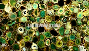 Green Agate Backlit Semiprecious Stone Tiles Slabs