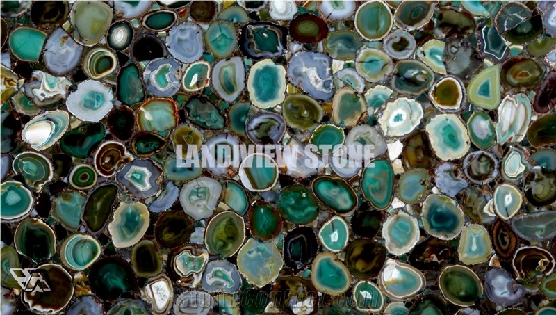 Green Agate Semiprecious Stone Tiles Slabs Wall