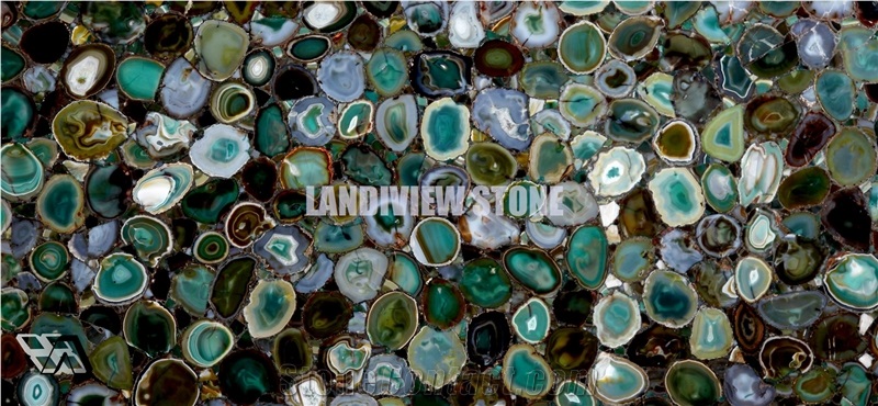 Green Agate Semiprecious Tiles Slabs Wall