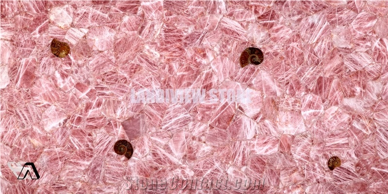 Pink Quartzite Semiprecious Tiles Slabs Wall