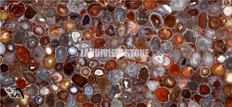 Red Agate Semiprecious Tiles Slabs Wall