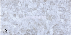 White Crystal Semiprecious Tiles Slabs Wall