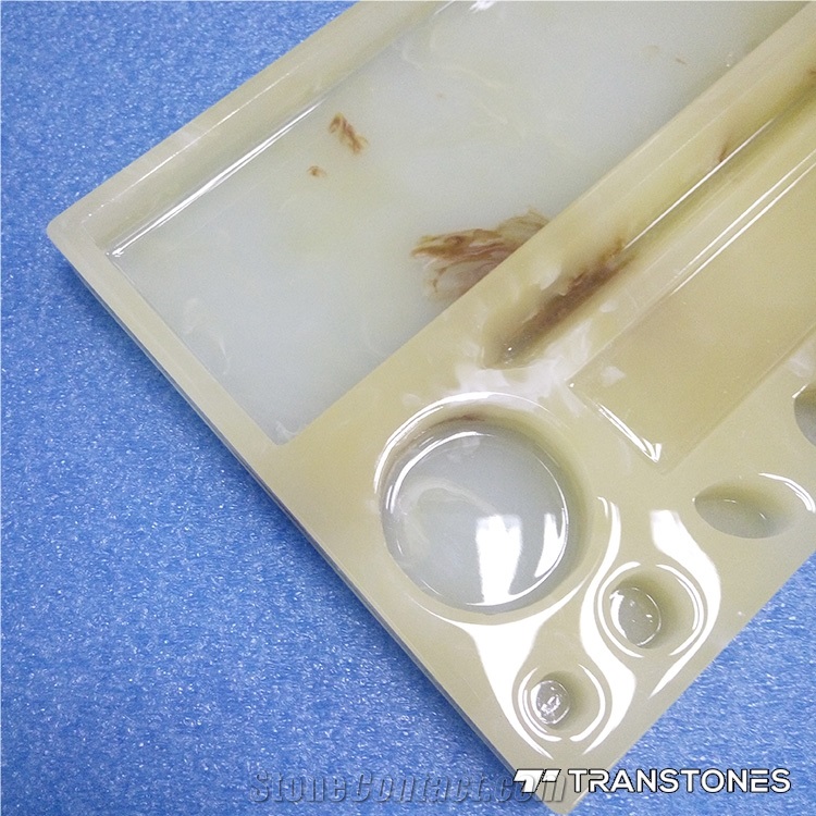 Artificial Transparent Alabaster Stone Carved Tray