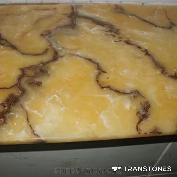Customized Size Polished Artificial Golden Alabaster Sheet