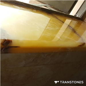 Customized Size Polished Artificial Golden Alabaster Sheet