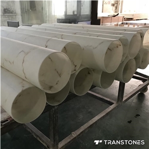 Customized Size White Alabaster Translucent Pillar