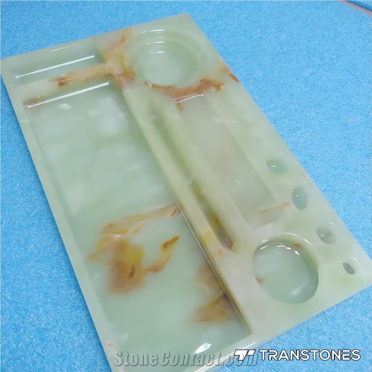 Faux Alabaster Sheet Transparent Carved Tray