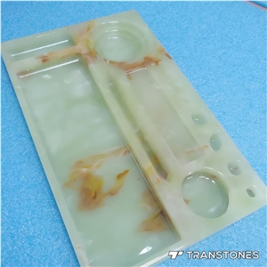 Faux Alabaster Sheet Transparent Carved Tray