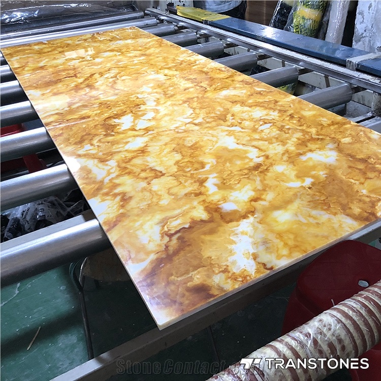Faux Yellow Onyx Big Slabs Stone Decorative Material