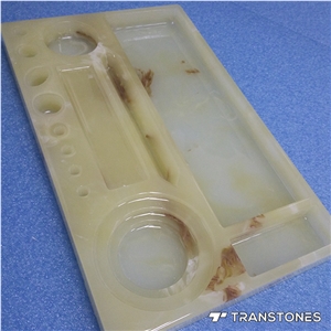 Polished Decorative Translucent Faux Onyx Carved Tray