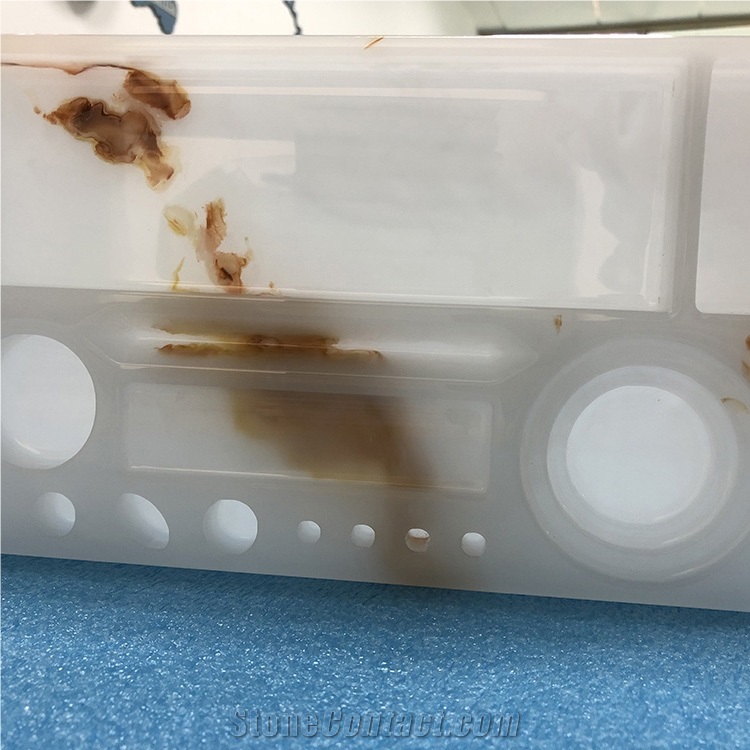 Translucent Faux Alabaster Stone Panel Carved Trays
