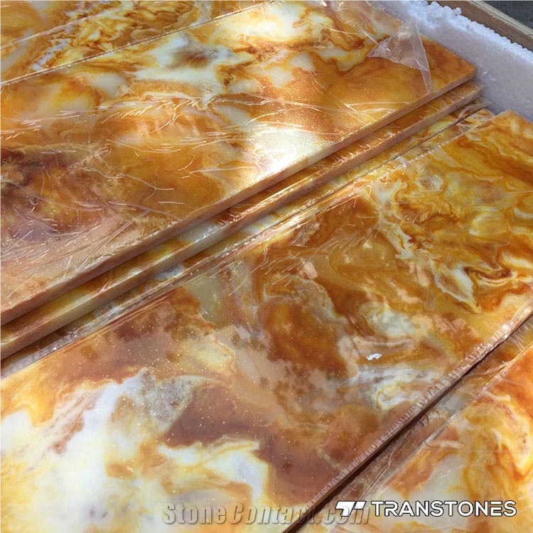 Yellow Artificial Onyx Stone for Flooring Tiles