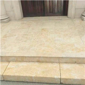 French Pattern Tumbled Beige Limestone Flooring