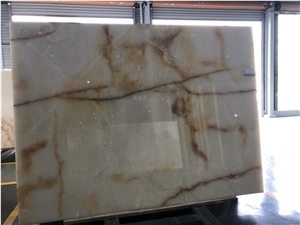 Lighted Snow White Onyx Slab
