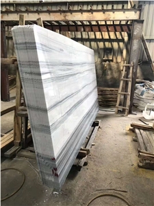 Super White Black Line China Equator Marble Slabs